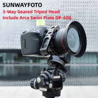 SUNWAYFOTO 3-Way Geared Tripod Head Include Arca Swiss Plate DP-60G-GH-PRO