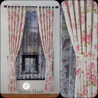 Gorden Pintu Dan Jendela Kain Blackout Import Mewah Motif Bunga Shabyy Cantik Pink Coklat Ungu Model