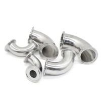SS304 316L Stainless Steel Three-clip 90 Degree Elbow 3/4 "1" 2 "4" OD 19/25/38/51/108 Sanitary Ferrule 50.5 64 77.5 119mm