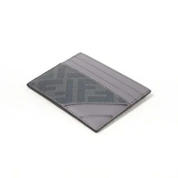 Dompet FENDI FF MONOGRAM DIAGONAL BLACK GREY CARD HOLDER 100% ORIGINAL 9X7CM
