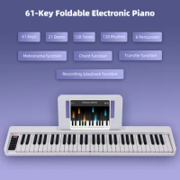 61-Key Foldable Electronic Piano Multifunctional Electronic Organ Sensitive Piano Keyboard &amp; LCD BT Connectivity Digital Piano