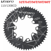 Litepro BMX Oval bicycle chainring bcd 130 BCD110 folding bicycle sprocket 52T 54T 56T 58T 60T aluminum alloy chainring