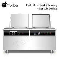135L Two Groove Ultrasonic Cleaner 0-1800W Industry Rinse Dry Function Gearing Engine Auto Parts Lab Ultrason Cleaning Machine