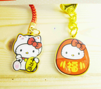 【震撼精品百貨】Hello Kitty 凱蒂貓~KITTY鑰匙圈-達摩造型-2入