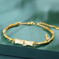 Gelang bambu lapis emas 24k gelang giok wanita segmen bambu hetian asli china ori sehat dan beruntun