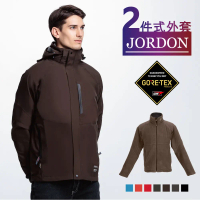 【JORDON 橋登】雅仕風範 男款 GORE-TEX PacLite Shell 防水透氣 + POLARTEC 刷毛 兩件式外套#黑色_M-黑色,M