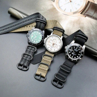 Thickened Canvas Nylon Men Outdoor Adventure Sports Accessories for Tissot Casio Seiko Water Ghost 16x22mm Replace Watch Strap