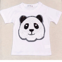 【AMERO】男女裝 圓領短袖T恤(翻轉亮片 老虎 熊貓 情侶裝 親子裝)