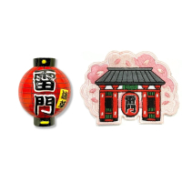 【A-ONE 匯旺】日本 雷門燈籠磁鐵磁力貼 + 日本 Q版-雷門貼布繡2件組大門磁鐵(F626+219)