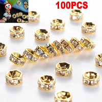 100pcs perak emas kristal berlian buatan Rondelle Spacer manik DIY 6mm 8mm BARU