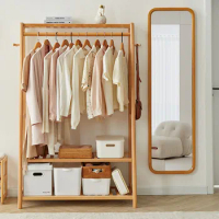 Wooden Standing Coat Stand Shelf Cabinet Open Shoe Plant Clothes Hanger Wardrobe Hotel Nordic Wieszak Stojący Room Furniture