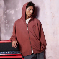 【Dickies】男款棕色水洗胸前蛇型D字刺繡設計CNY休閒連帽外套｜DK0A88R5H44