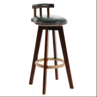 Home Bar Chair Backrest High Stool Nordic High Foot Stool Modern Bar Stool Solid Wood Chair Bar Stool Simple Bar Stool