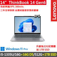 ThinkPad 聯想 14吋i5商務特仕筆電(ThinkBook 14 Gen6/i5-1335U/16G+16G D5/512G+1TB/WUXGA/W11P)