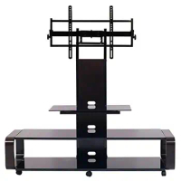 TV Stand Mount with Wheel 35-85 Inch TV Adjustable Height and Cable Management Gloss Black Finish 6 AV Shelves Easy Assembly