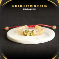 GOLD CITRINE Gelang Batu Akik Kristal Alam Naga Pixiu ASLI Original Unisex Premium