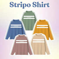 Kaos Stripo Longsleeve Katun Kombed 30s Jersey Oversize Retro Rugby Y2k