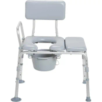 Transfer Bench Commode Chair for Toilet with Padded Seat 2-in-1 Commode-Transfer Bench Adjustable Weight Capacity 400 Lbs