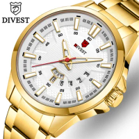 DIVEST Men Watch Top Brand Luxury Business Watches Mens Fashion Sport Quartz Stainless Steel Waterproof Military Wristwatch