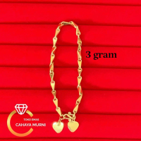 Gelang rantai padi 2 love 3 gram /emas muda
