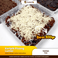 (6) Lumerio - 170gr / 250gr / 500gr Keripik Pisang Coklat Lumer Topping Keju Full Coklat Jajanan Vir