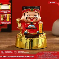 Pajangan Dashboard Mobil Dewa Uang Rejeki/Budha/Ganesha/Kwan Im-Hiasan Solar Power Premium DEWAUANG 