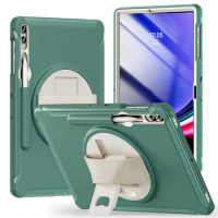 Case For Samsung Galaxy Tab S7+ S8+ S9+ S8 S7 S9 Plus Case Tablet S7FE S7 FE Cover Rotating Hand Strap Fundas Stand TPU PC Shell