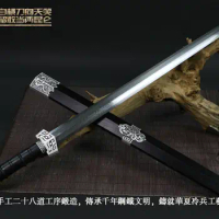 classic Wushu rapier Sword Chinese Han dynasty style knife-edge Damascus Steel Blade Ebony Handle &amp; Scabbard