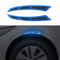 2pcs Car Fender Flares Arch Wheel Eyebrow Guard Reflective Stickers Carbon Fiber Style Mud Flaps Splash Guards Protector Sticker