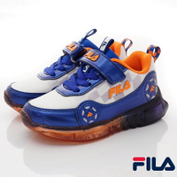 FILA斐樂頂級童鞋-輕量電燈運動鞋7-J453W-136藍橘(中小童段