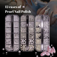 Round Pearls Kit mixed flat back pearl for Home DIY and Professional Nail Art, Face Makeup and DIY HandCraft Materials Decors