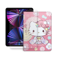 Hello Kitty凱蒂貓 iPad Pro 11吋 2021/2020版通用 和服限定款 平板皮套+9H玻璃貼(合購價)