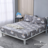 HOYACASA 100%天絲枕套床包三件組-漫步雲端(單人)