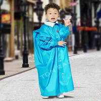 TDN 小揹兒童背包雨衣超防水輕量學生書包連身雨衣/拉鍊前開雨衣ED4258-多拉藍