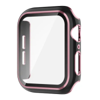 Hard Case Compatible with Apple Watch 38m 40mm 42mm 44mm with Tempered Glass Screen Protector, Durable Protective