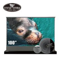 VIVIDSTORM 100 Inch Motorized Retractable Screen With Perforate Acoustically Transparent ALR Material For Long Throw Projector