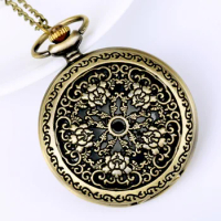 8076five golden flower hollow pocket watch Large pocket watch court carved chain pocket watch five rose pocket watch
