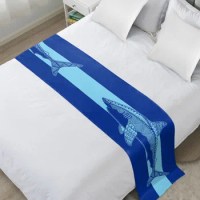 Summer Beach Towel Patterned Shark High Quality Bed Flag Hotel Cupboard Table Runner Parlor Wedding Home Decor Bed Runner