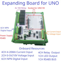 DNUNA16 for Arduino UNO LED Solar Battery UNO R3 Arduino PLC RS485 Remote IO Diy ADC Collection Relay Module