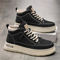 2025 Fall New Men's Work Boots Vintage Work Shoes Martin Boots Thick-Soled Sneakers Casual Board Sho