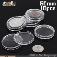 Pelindung Koin 50mm Kapsul Koin Transparan Isi 10pcs Tempat Koleksi Koin Kotak Penyimpanan Coin Orga