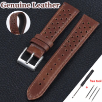Genuine Leather Watch Strap for Tag Heuer Cowhide Breathable Watch Band 18mm 20mm 22mm for Seiko Men's Universal Watchband