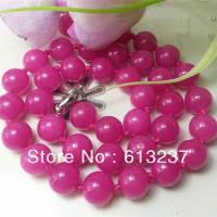 Fashion rose red stone chalcedony 10mm jades round beads charms diy high quality chain strand necklace jewelry 18inch MY4096