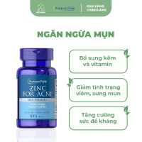 Viên Uống Bổ Sung Kẽm, Ngăn Ngừa Mụn Puritan’s Pride Zinc For Acne 100 Viên