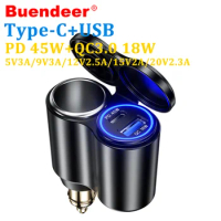 Buendeer 45W PD Type-C 18W QC3.0 USB Charger 9V 3A for BMW R1200GS R1250GS F850gs F750GS DIN Socket Motorcycle Cigarette Lighter