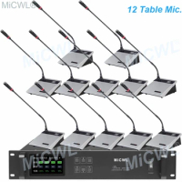Upscale 12 Table Digital Wireless Conference Cardioid Microphone 12 Desktop Gooseneck speech Meeting System MiCWL A10M-A117-B12