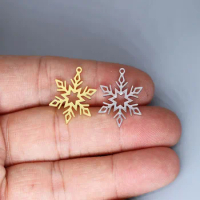 5pcs/lot Cold Winter Snowflake Charm Pendant For Necklace Bracelets Jewelry Crafts Making Handmade Stainless Steel Charm