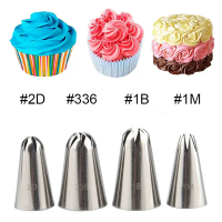 หัวฉีดท่อสแตนเลส, 2D 336 1B 1M, ชุดหัวฉีดคุกกี้กุหลาบ 4 ชิ้น, เครื่องมือตกแต่งเค้กและอบ กระบอก บีบ