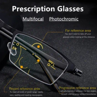Photochromic Reading Glasses Progressive Multifocal Tr90 Diopter Prescription Glasses Customized Anti Blue Light +1.75 +2.5 +2.0