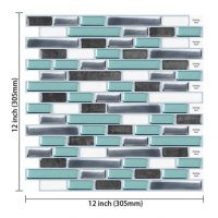 30.5*30.5 cm 3D Mosaic Wall StickerS Waterproof Brick Peel And Stick Backsplash Decor Tiles for Kitchen RV Room - 1 Sheet